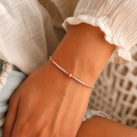 Armband Beads en Stone Roze