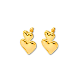 Statement Oorbellen Golden Heart Duo