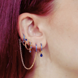 Oorbellenset Royal Blue 4 gaatjes en earcuff