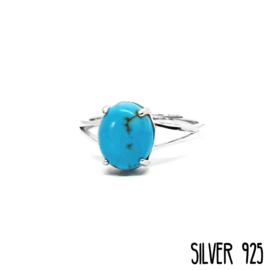 Ring Gemstone Marble Blauw