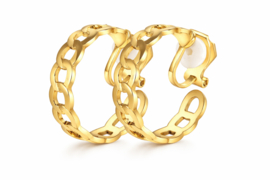 Statement Clip Oorbellen Schakel – Goudkleurig