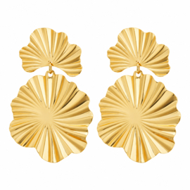 Clip oorbellen Sculpted Flower goudkleurig