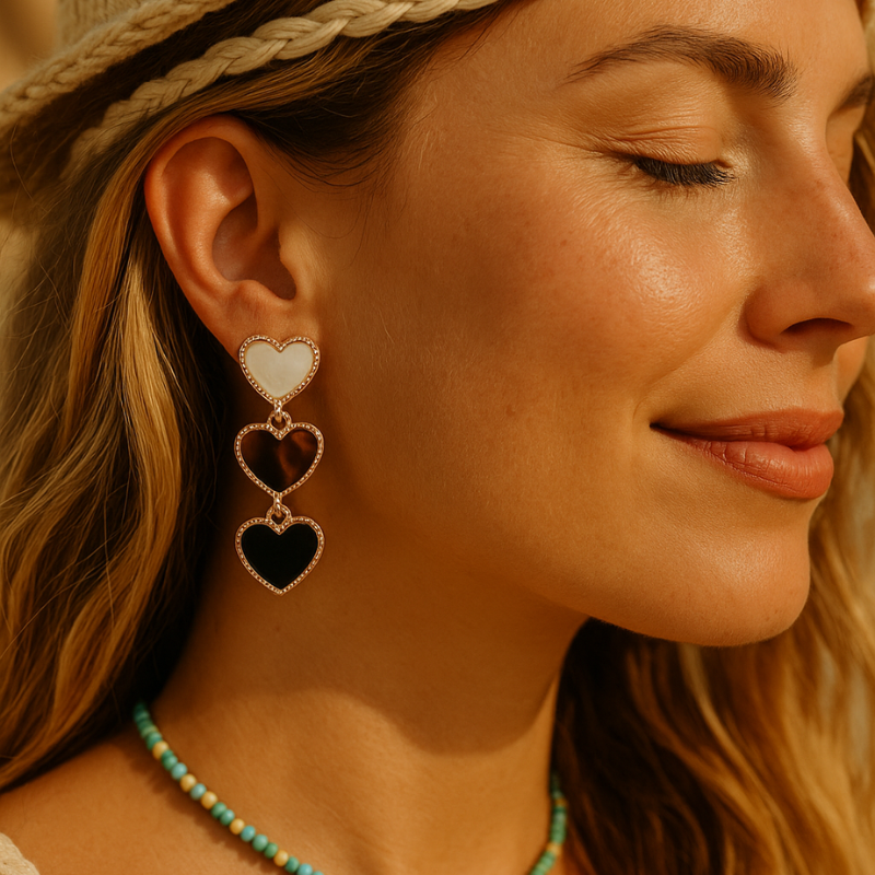 Oorbellen triple hearts