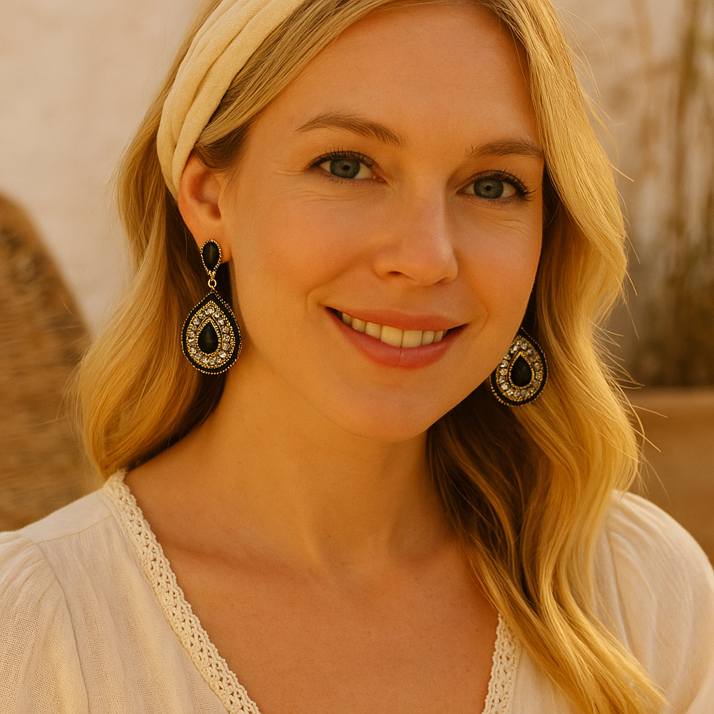 Statement Oorbellen Bohemian Stones Zwart