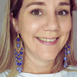 Clip oorbellen blauwe kraaltjes