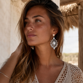 Statement Oorbellen Strass White