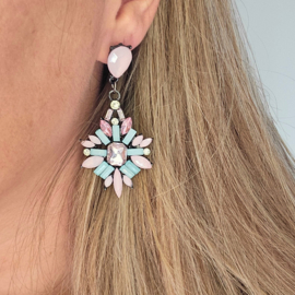 Statement Oorbellen Crystal Roze