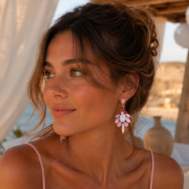 Statement oorbellen Pink Stones
