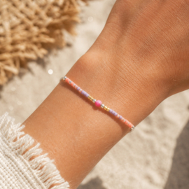 Armband Beads en Stone Roze
