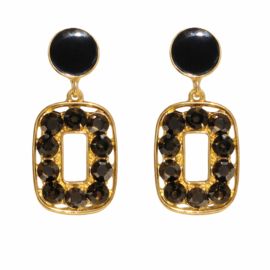 Statement clipoorbellen met zwarte stenen