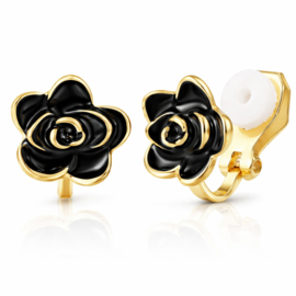 Clipoorbellen Roos Zwart | Statement Bloem