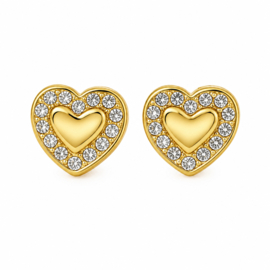 Hart clipoorbellen met strass – goudkleurig
