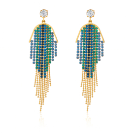 Clip oorbellen met blauwe strass