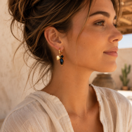 Boho Hart Oorbellen Zwart Goudkleurig
