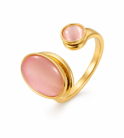 Verstelbare ring met roze steen – geen maat nodig
