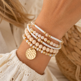 Kralenarmband set Beige Bliss