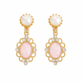 Clipoorbellen Parel & Roze Steen – Statement