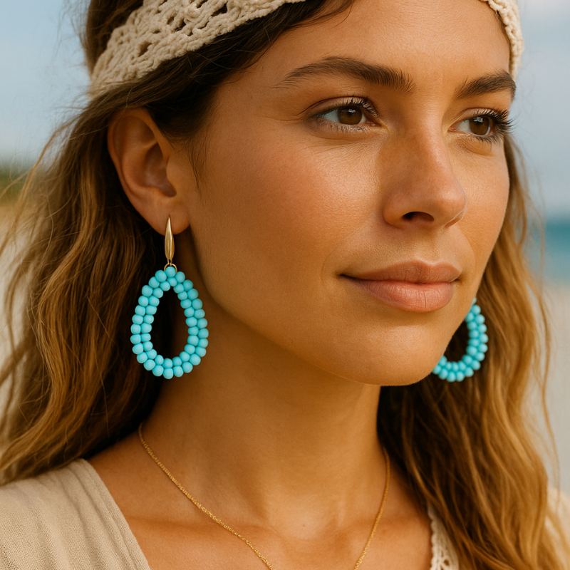 Statement Oorbellen Blauwe Kraaltjes