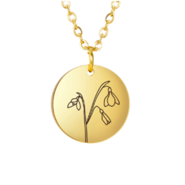 Geboortebloem ketting Januari Goud