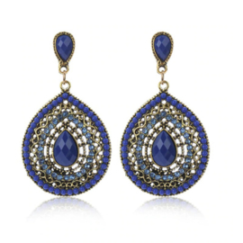 Statement Earrings Bohemian Stones Blauw