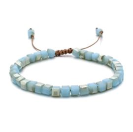 Verstelbaar armbandje square beads turquoise