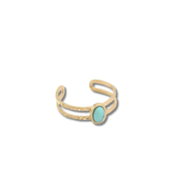 Gouden Ring Boho Blue Stone Verstelbaar
