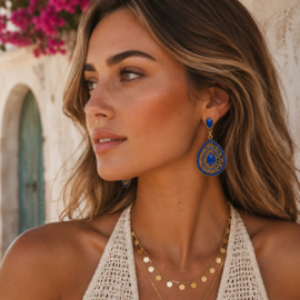 Statement Oorbellen Bohemian Stones Blauw