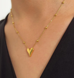 Gouden Dot Ketting  Hartje