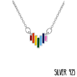 Zilveren Ketting Hart Regenboog