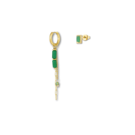 Groen & goudkleurig oorbellensetje met ketting