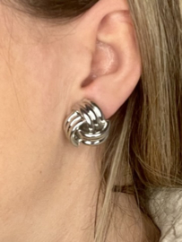 Zilveren Clip oorbellen Knot