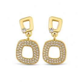 Clip Oorbellen Strass Vierkant Goudkleurig