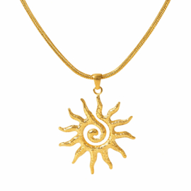 Zon hanger ketting Ibiza stijl  goud- en zilverkleurig