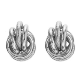 Zilveren Clip Oorbellen Double Knot