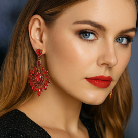 Statement Oorbellen Strass Rood