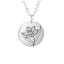 Geboortebloem ketting Maart Zilver