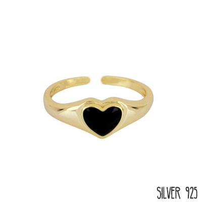 Gouden Ring Hart Zwart