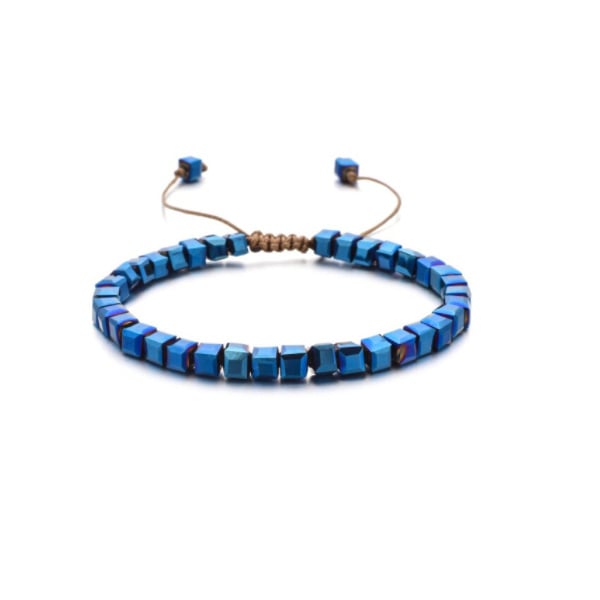 Verstelbaar armbandje square beads blauw