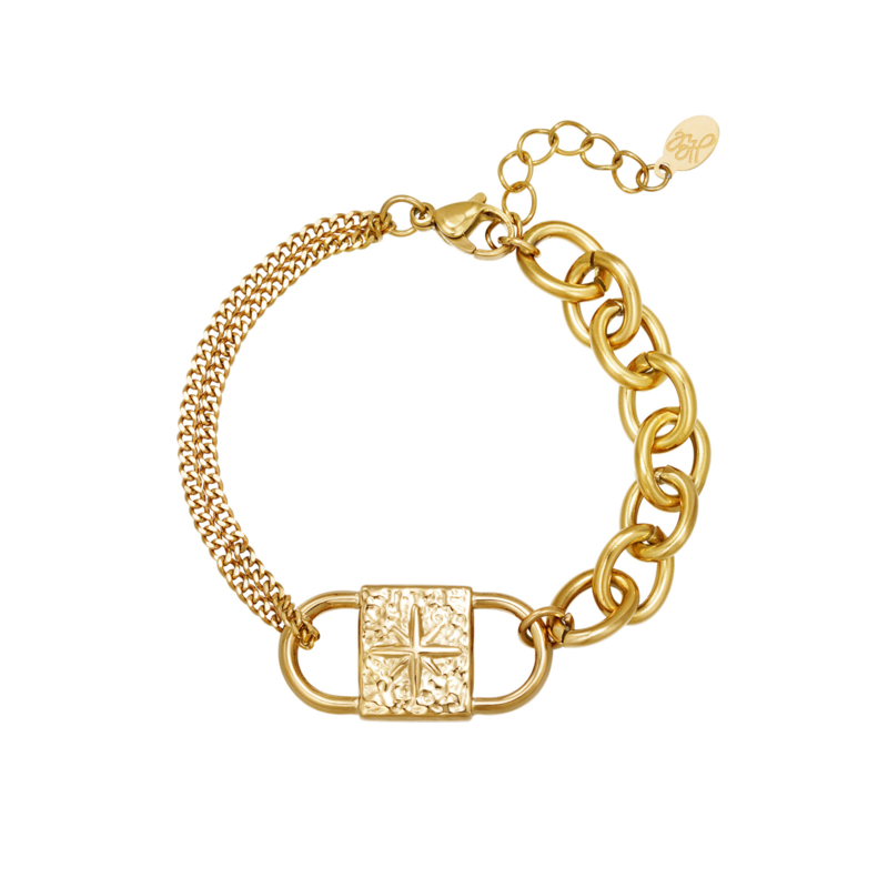 Gouden Schakel Armband Chunky Lock