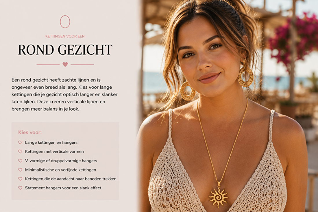 Kettingen voor bij een rond gezicht