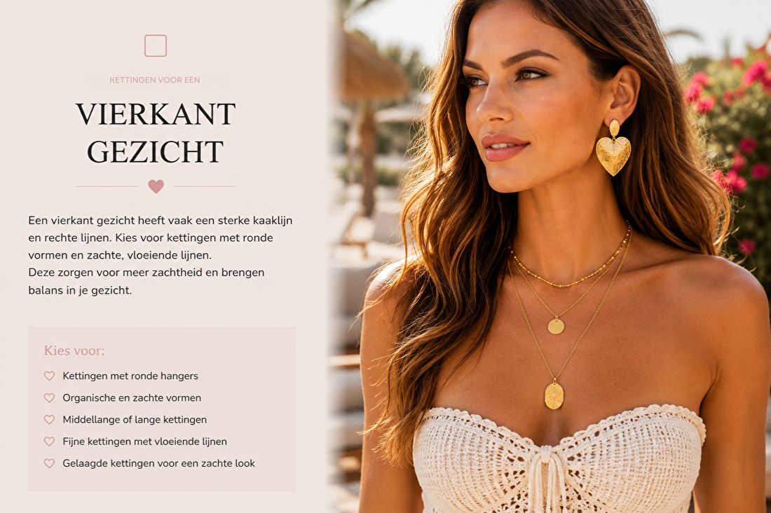 Kettingen voor bij een vierkant gezicht