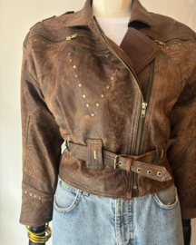 Vintage 1980s Brown leather Statement Jacket