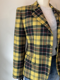 Vintage 70s wool yellow tartan blazer