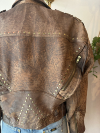 Vintage 1980s Brown leather Statement Jacket