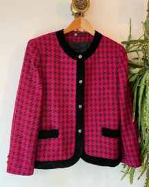 Vintage 80s wool black pink blazer