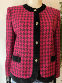 Vintage 80s wool black pink blazer