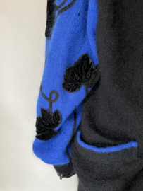 Vintage mohair black blue leafs cardigan