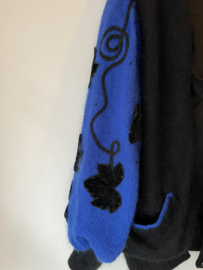 Vintage mohair black blue leafs cardigan