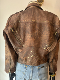 Vintage 1980s Brown leather Statement Jacket