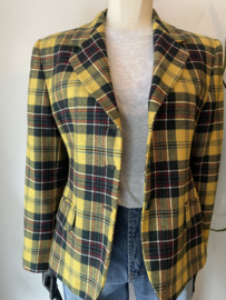 Vintage 70s wool yellow tartan blazer